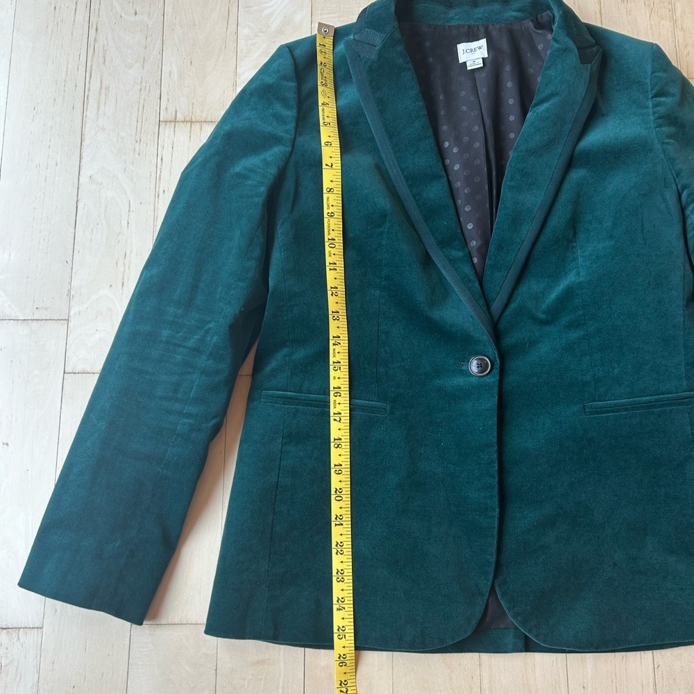 J. Crew Women’s Velvet One-Button Blazer Old Forest Green Style BU281 Size 8 EUC - Picture 10 of 16